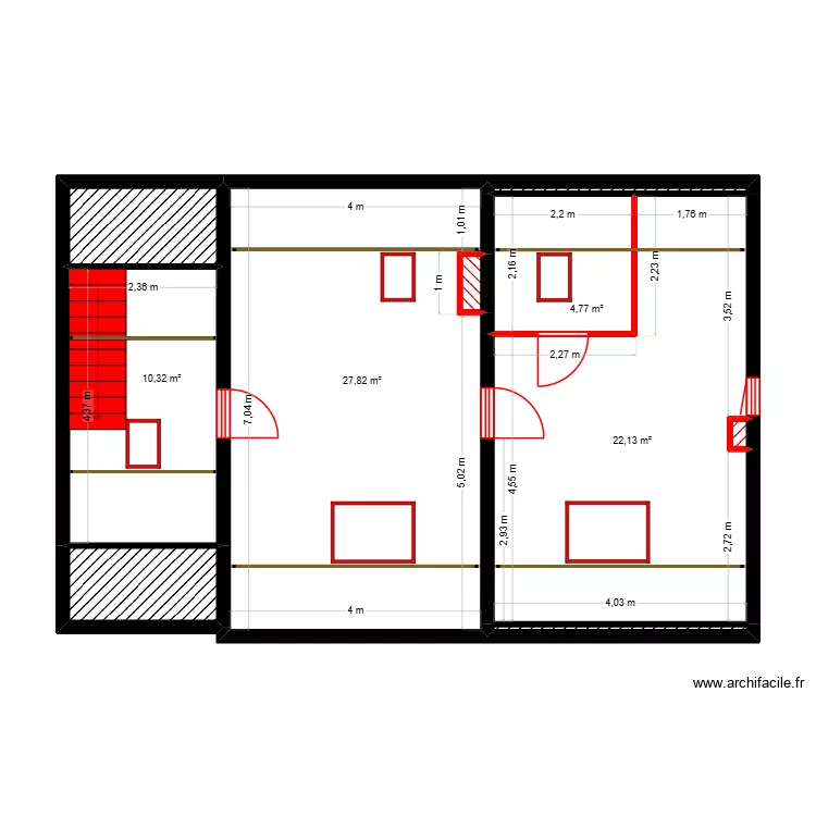 P3.1 PLAN COMBLES CLOISONS SUPPRIMEES - PROJET ROUSSELET. Plan de 10 et 71 m² P3.1 PLAN COMBLES CLOISONS SUPPRIMEES - PROJET ROUSSELET. Plan de 10 et 71 m²
