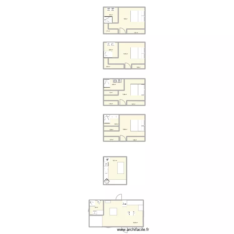 MODELES CHAMBRES PARENTALES. Plan de 21 pièces et 120 m²