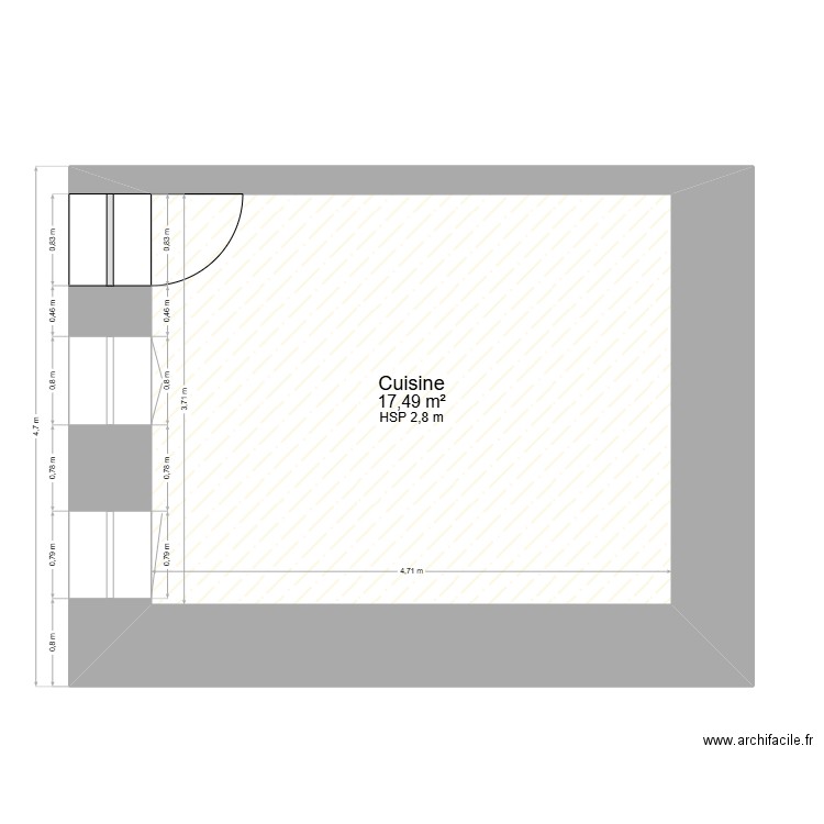 Projet Cuisine 1. Plan de 1 pièce et 17 m2