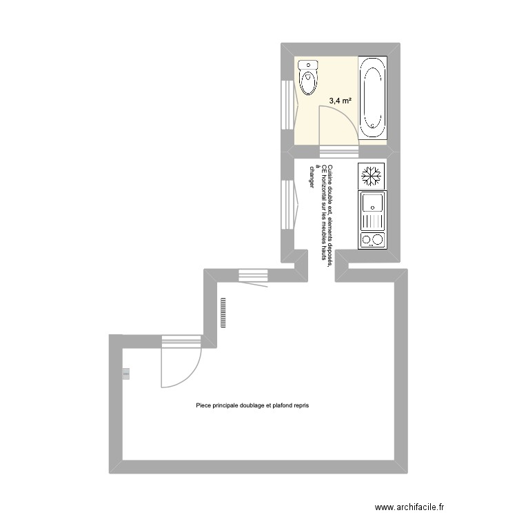 Appt toulouse. Plan de 1 pièce et 3 m2