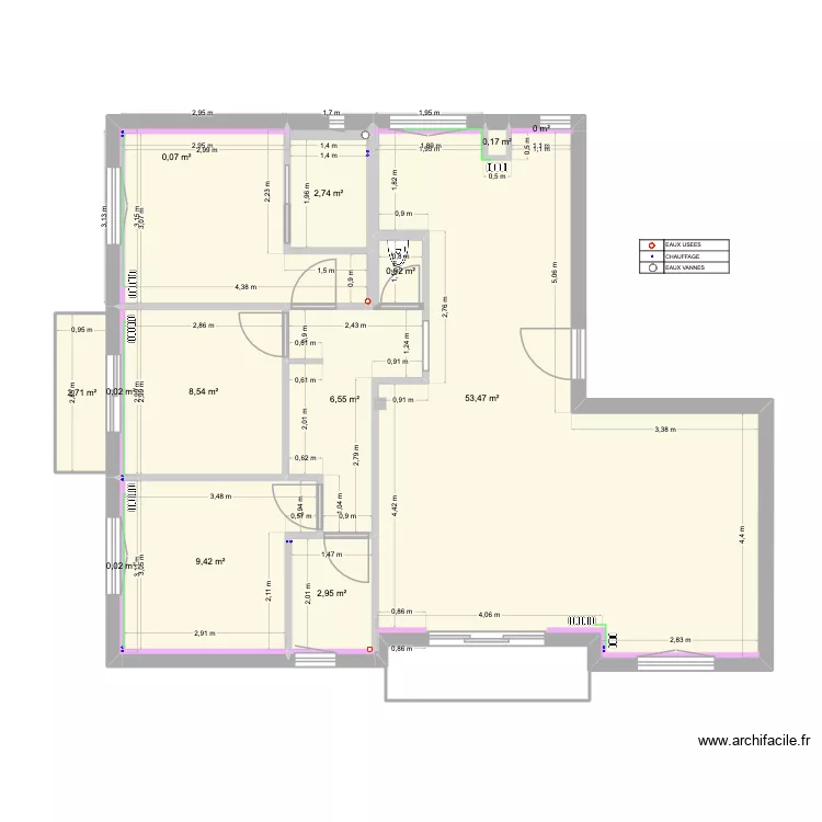 Megeve Grande Fontaine Chauffage 1. Plan de 13  et 88 m²