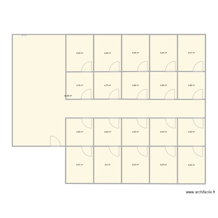 Chenil unifilaire. Plan de 21 pièces et 169 m2