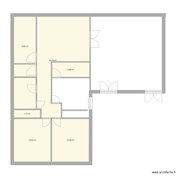 ArchiFacile PRO2. Plan de 6 pièces et 61 m2