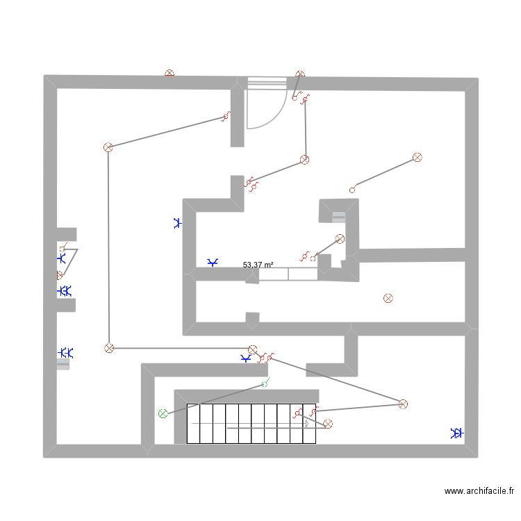 Gary garage. Plan de 1 pièce et 53 m2