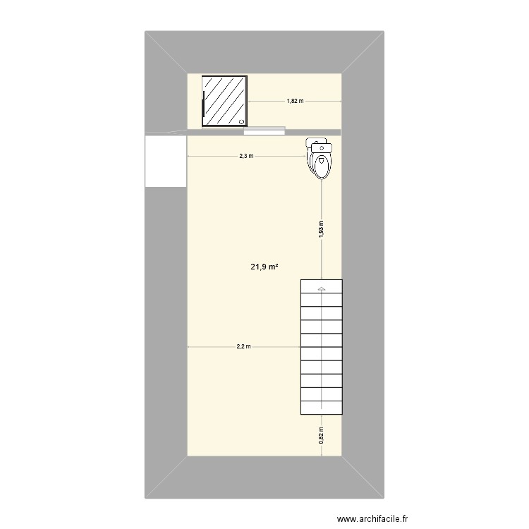 test maelle. Plan de 1 pièce et 22 m2