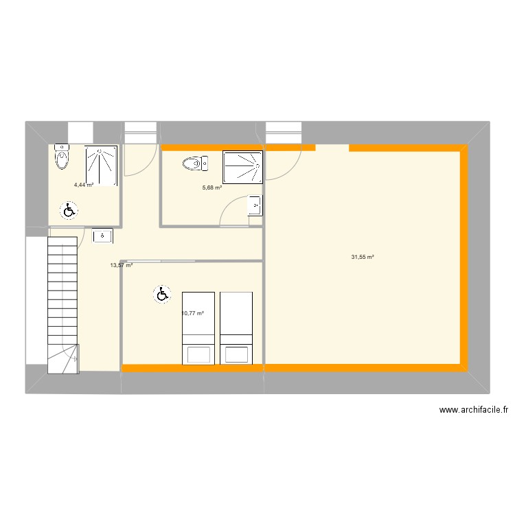 Poireauterie 4. Plan de 19 pièces et 131 m2