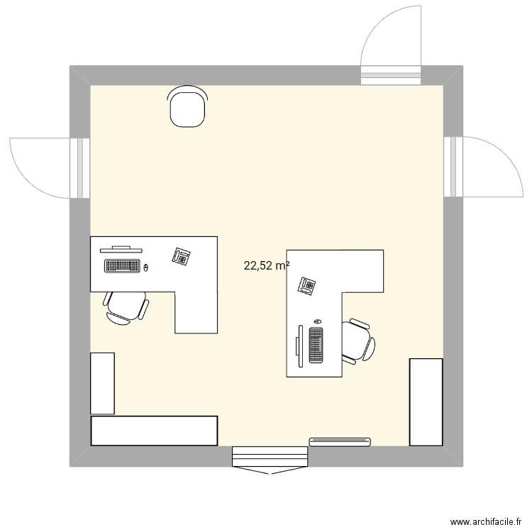 CGRH. Plan de 1 pièce et 23 m2
