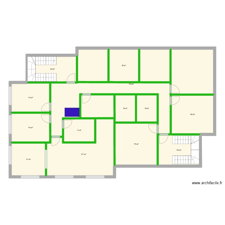 225 Seigneuriale 2e étage 5. Plan de 13 pièces et 204 m2