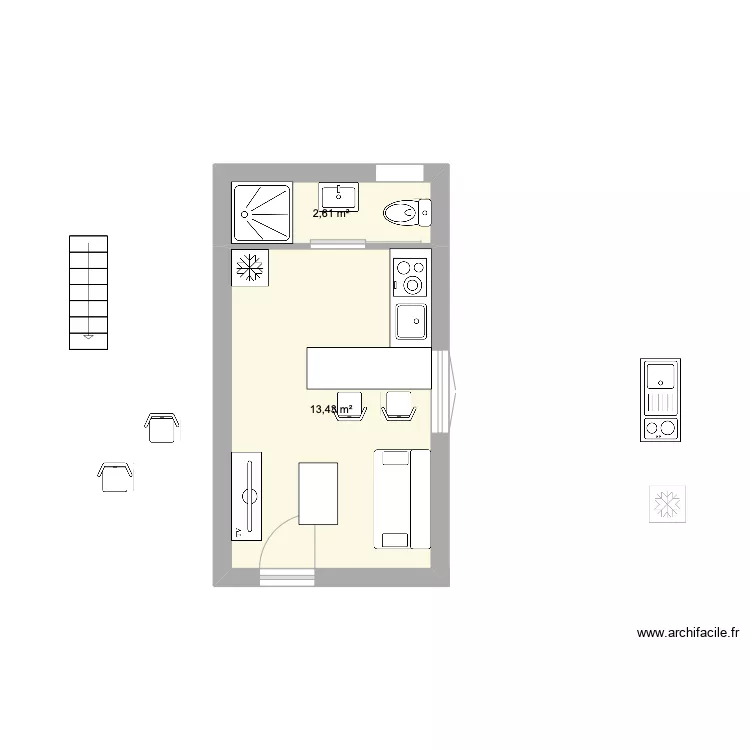 Studio Justine V1. Plan de 