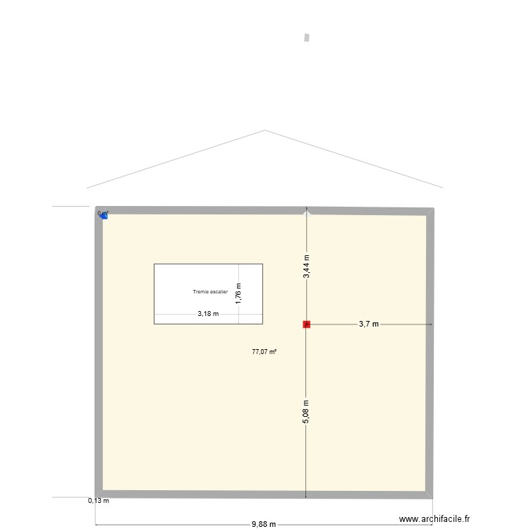 plan étage charpente R+1 est. Plan de 2 pièces et 77 m2