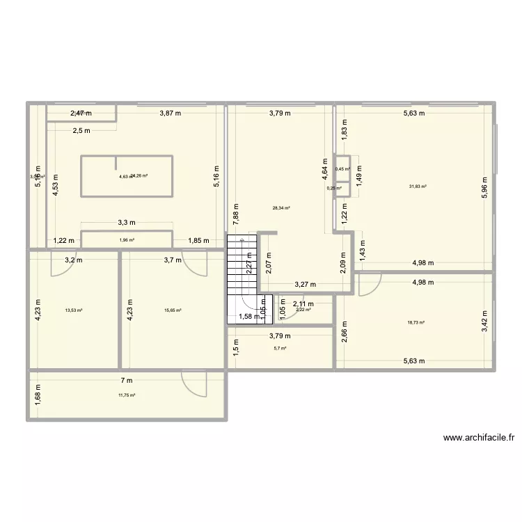 Molin -1. Plan de 15 pièces et 169 m²