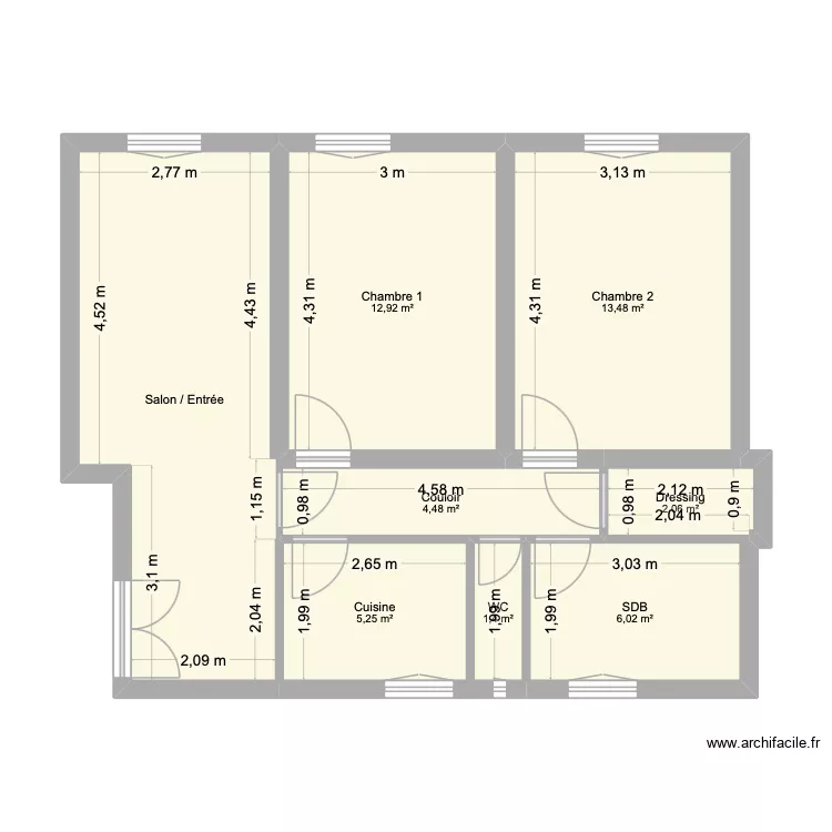 Vaugirard. Plan de 8  et 65 m²