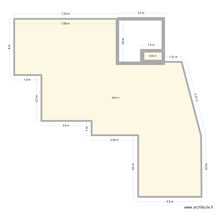 PLAN 2. Plan de 2 pièces et 90 m2
