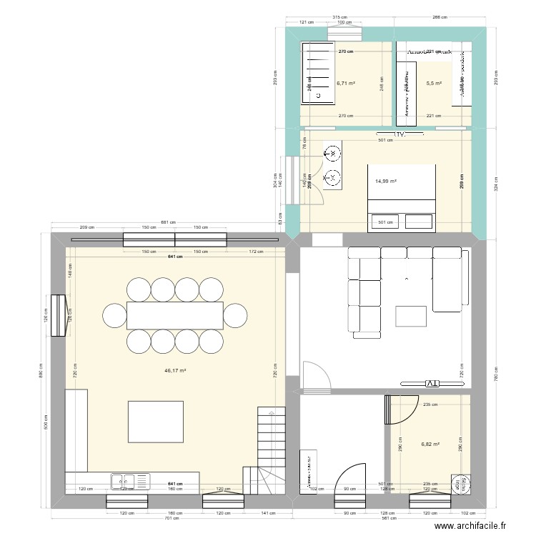 MAISON1. Plan de 6 pièces et 116 m2