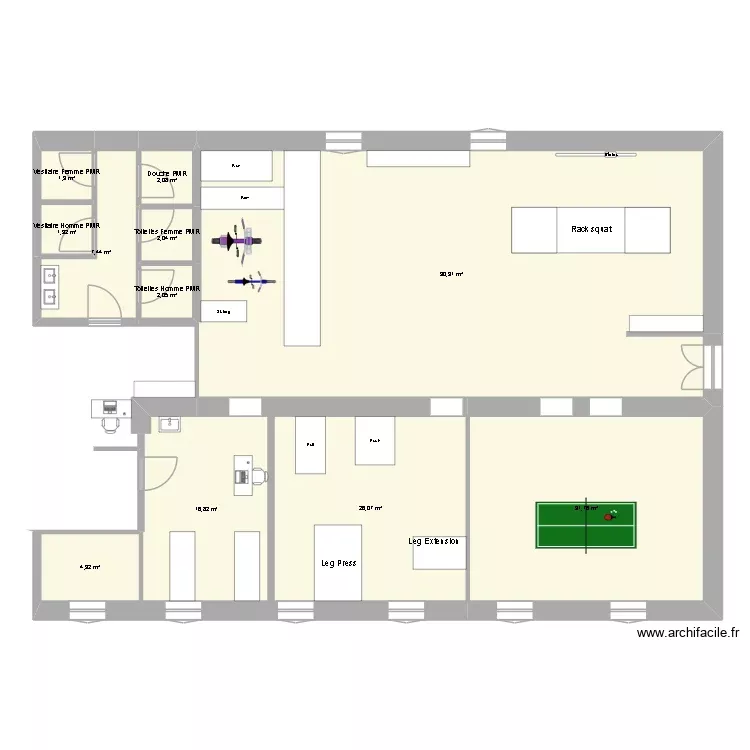 Salle muscu 2. Plan de 11 Pièces et 188 m² Salle muscu 2. Plan de 11 Pièces et 188 m²