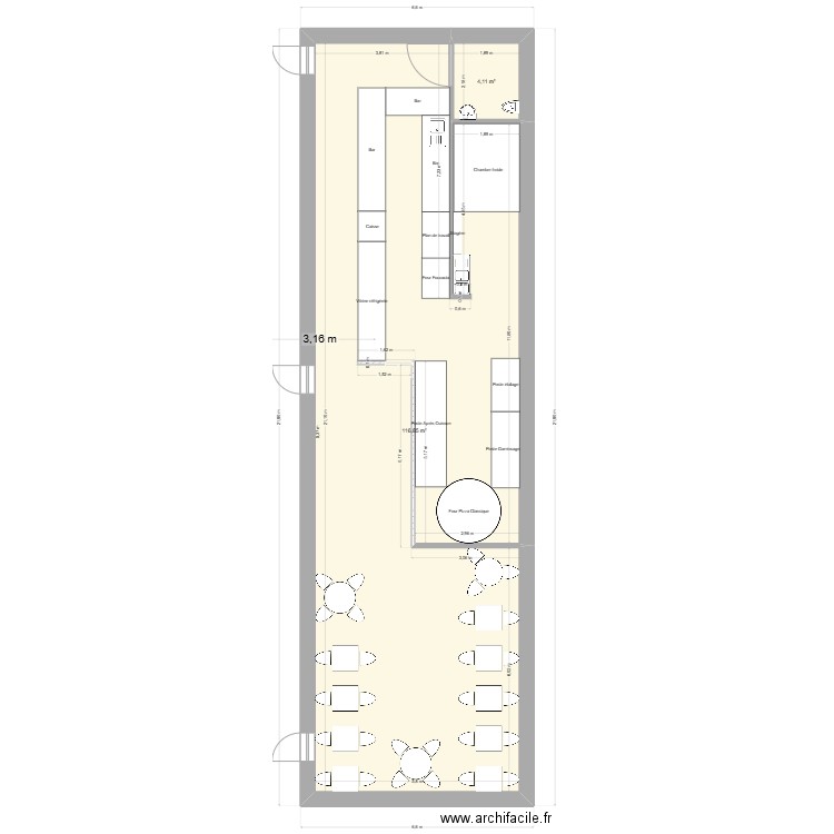 Local La Duranne. Plan de 2 pièces et 121 m2