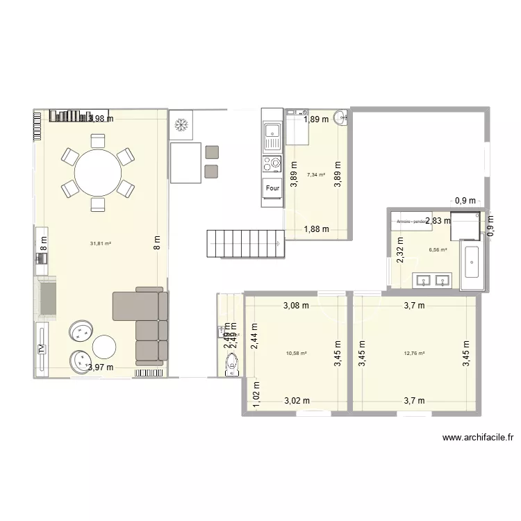 rdc. Plan de 6  et 71 m²