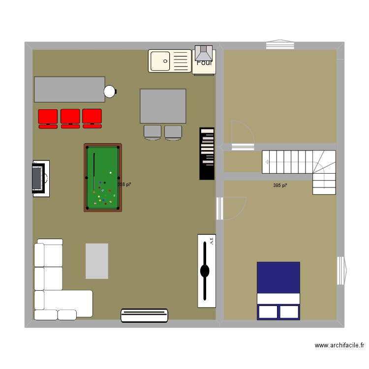 maison 2. Plan de 2 pièces et 98 m2