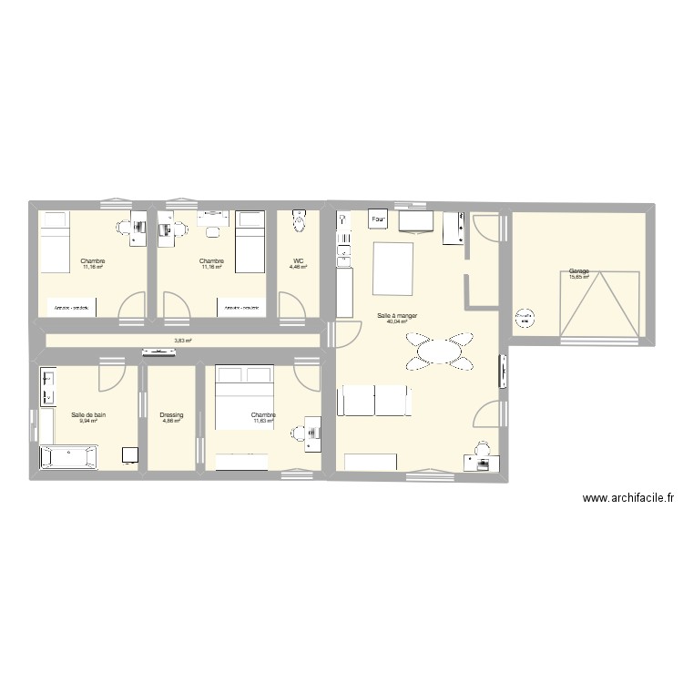 2 EME PLAN IDEAL. Plan de 9 pièces et 113 m2