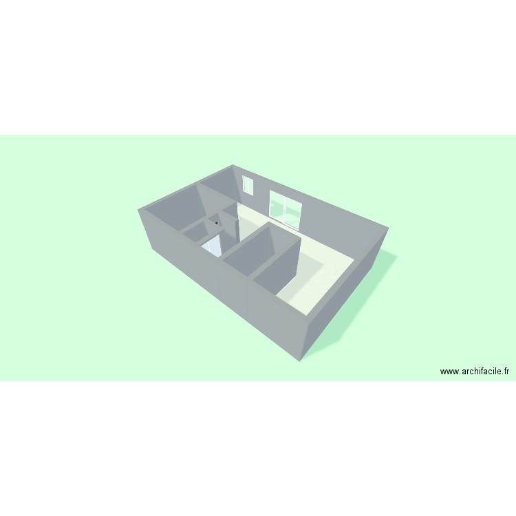 salon. Plan de 3 pièces et 57 m2