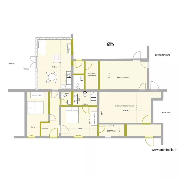 appartement dans bar vestiaires. Plan de appartement dans bar vestiaires. Plan de