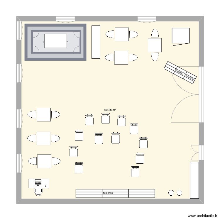 Plan de classe 106. Plan de 1 pièce et 90 m2