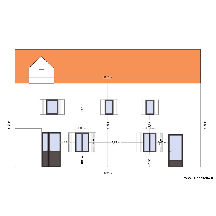 Façade Sud Pradelle Projet. Plan de 0 pièce et 0 m2