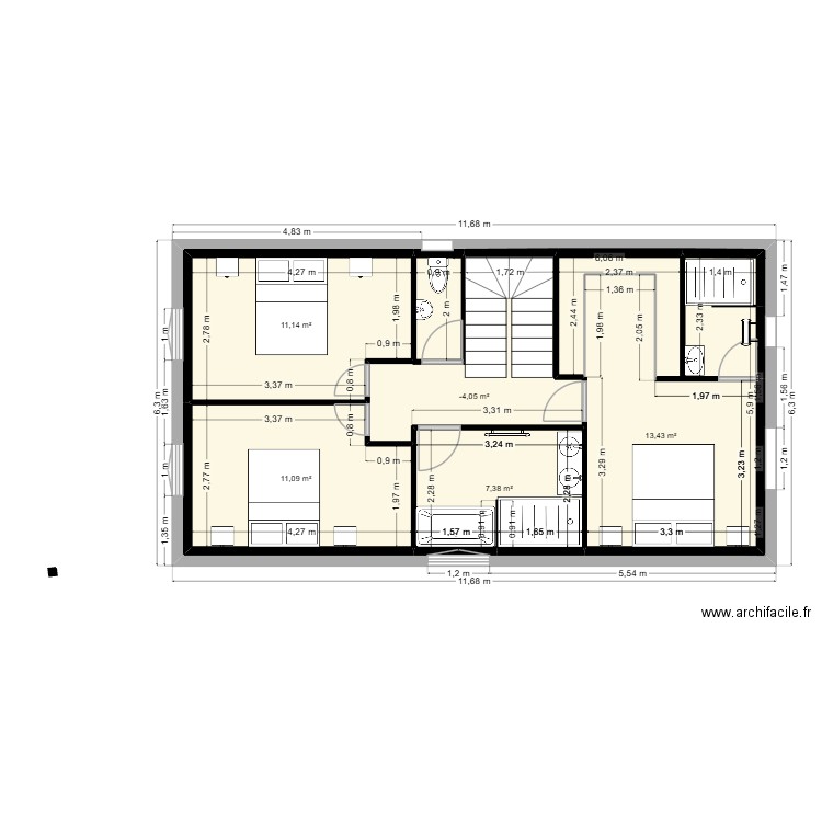 plan 2. Plan de 5 pièces et 110 m2