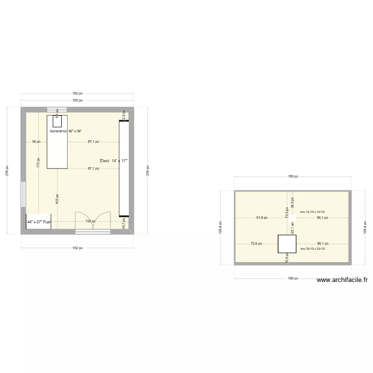 Batiment 10.5' x 17.5'  ext&eacute;rieur Gaetan. Plan de 
