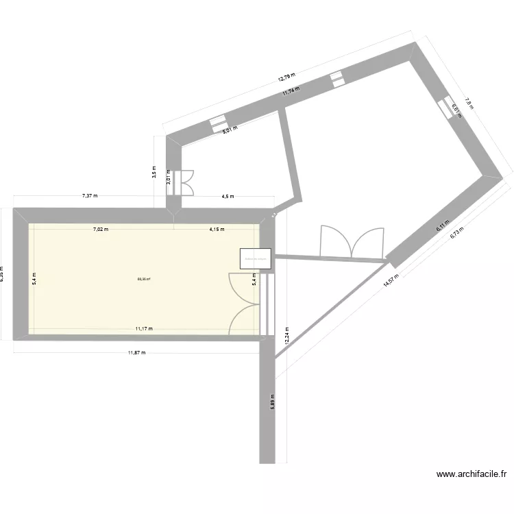 Annexe de Roche. Plan de 1 et 60 m² Annexe de Roche. Plan de 1 et 60 m²