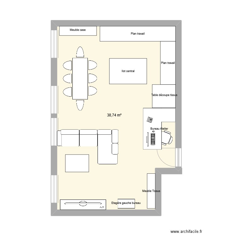 PlanOk2. Plan de 1 pièce et 39 m2