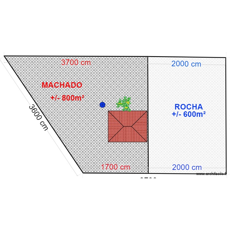 Terreno Machado. Plan de 2 pièces et 1398 m2