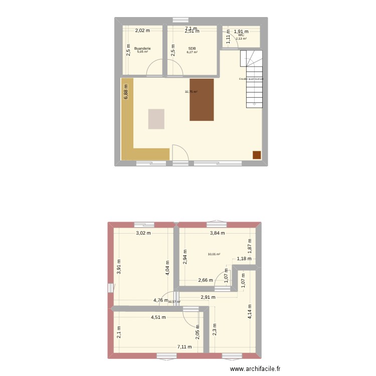 plan veyrial. Plan de 6 pièces et 103 m2