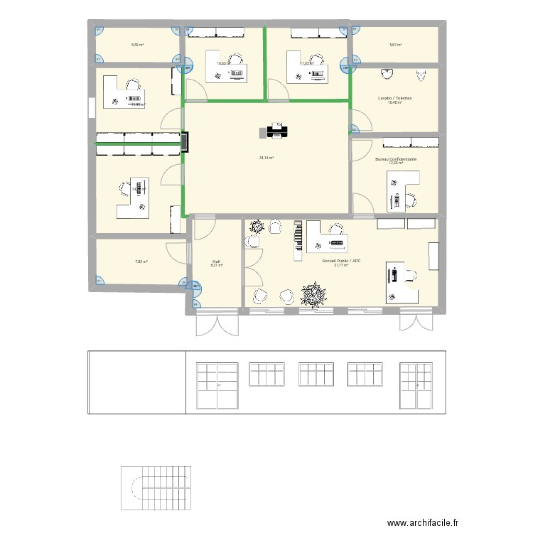 Plan Accueil Mairie. Plan de 12 pièces et 164 m2