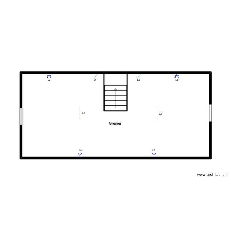 grenier gael. Plan de 2 pièces et 36 m2
