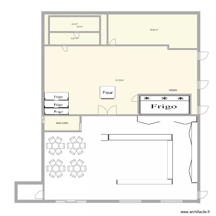 ocopain. Plan de 6  et 91 m²