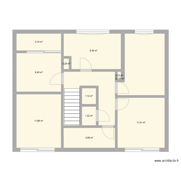 MAISON AUBIERE ETAGE. Plan de 11 pièces et 75 m2