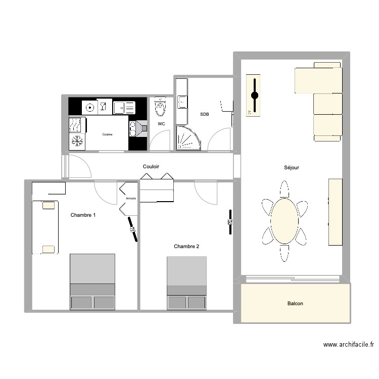 Grandcamp-maisy. Plan de 8 pièces et 82 m2