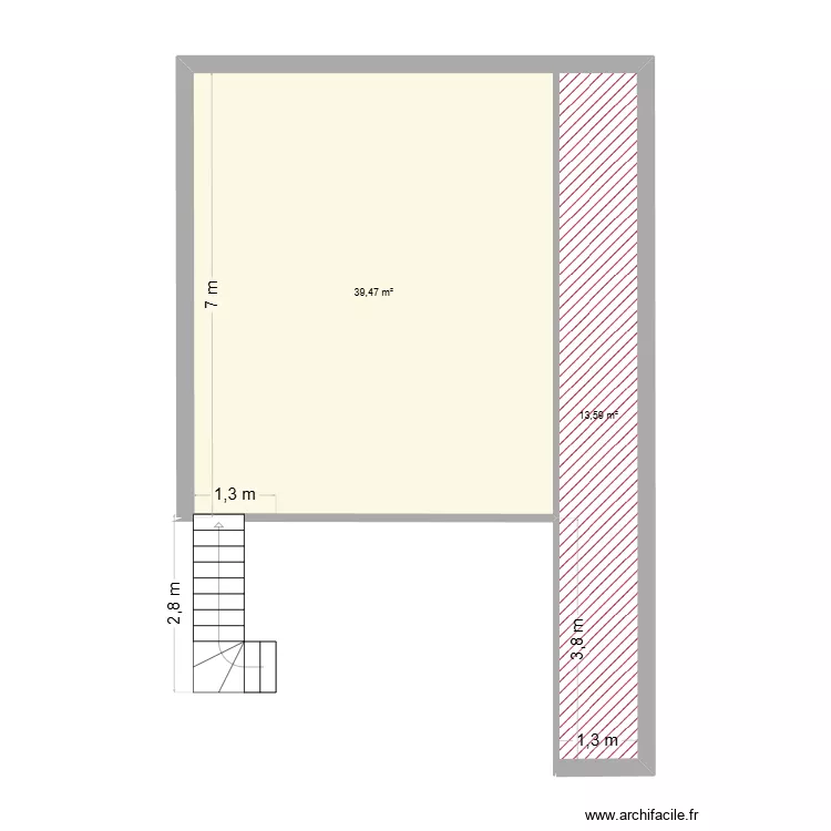 MEZZANINE PROJET. Plan de 2  et 53 m²