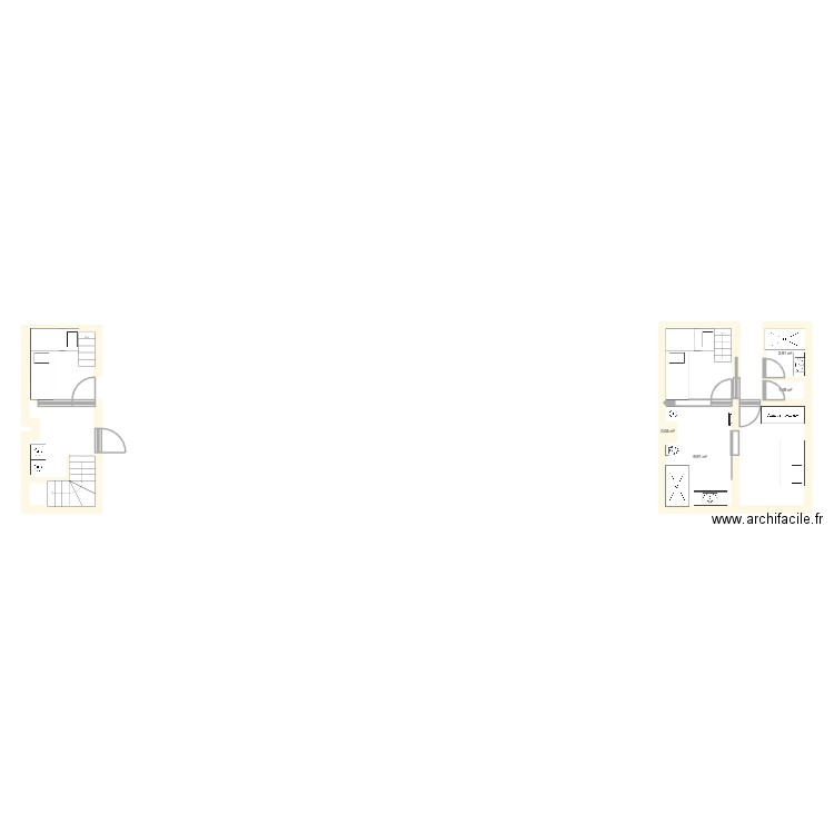 Marine existant. Plan de 4 pièces et 14 m2