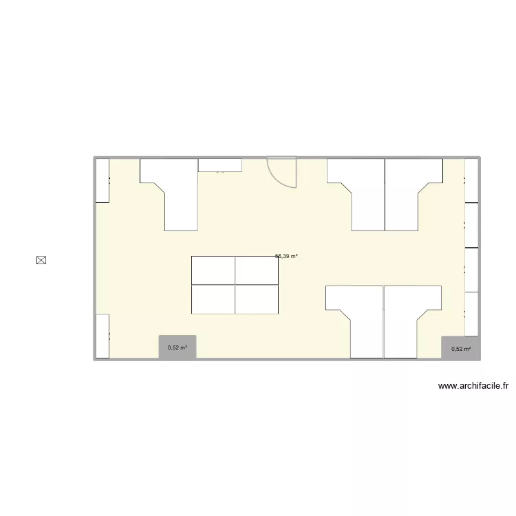 5.17 local V1. Plan de 3 pièces et 57 m²