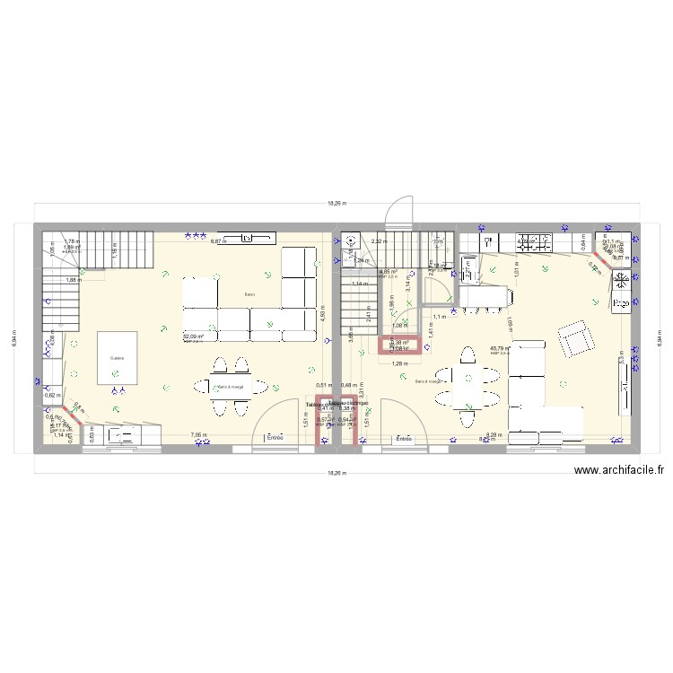 PLAN V10. Plan de 35 pièces et 337 m2