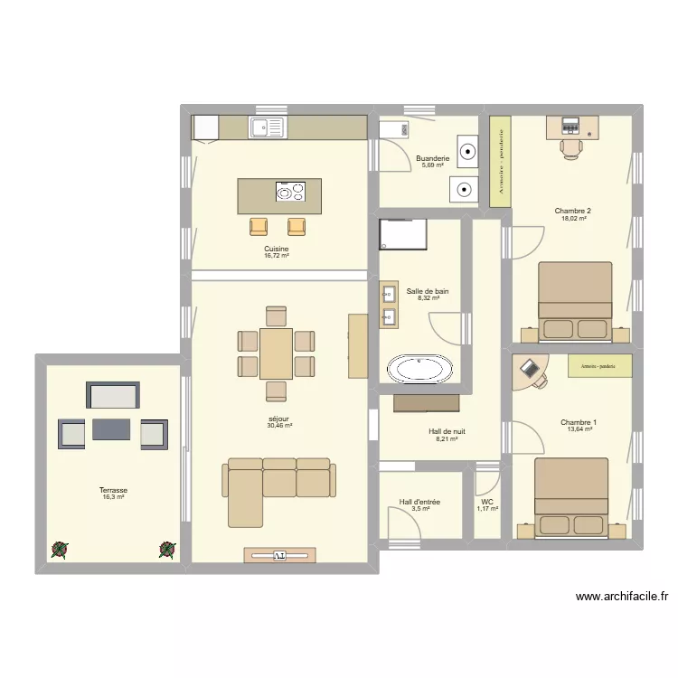 1er étage Duchêne. Plan de 10 et 122 m² 1er étage Duchêne. Plan de 10 et 122 m²