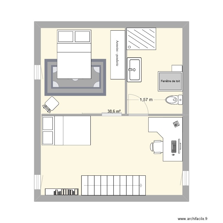 étage Félix. Plan de 1 pièce et 39 m2