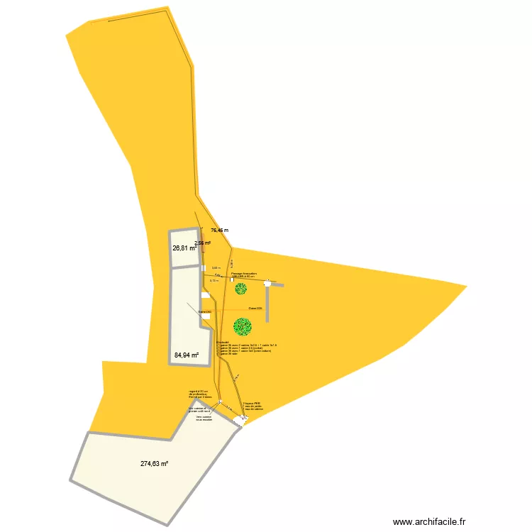 reseau ext&eacute;rieur1. Plan de 3  et 386 m²