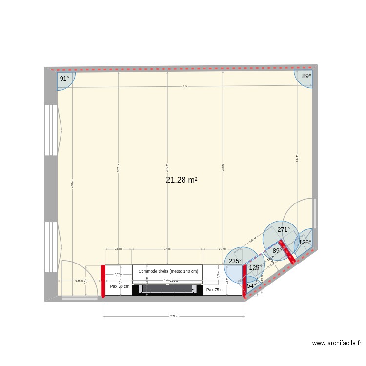 Dressing. Plan de 1 pièce et 21 m2