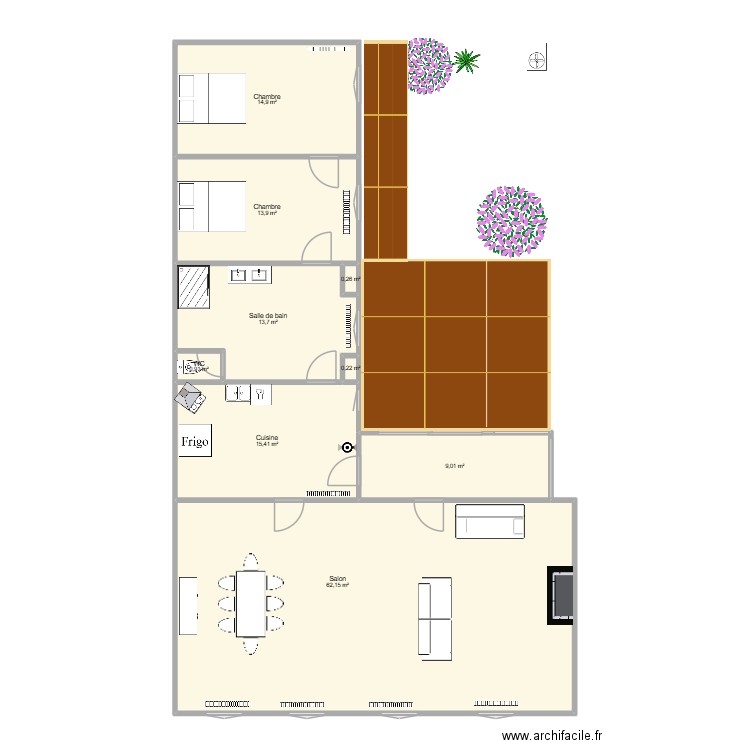 maison LA FERE. Plan de 9 pièces et 130 m2