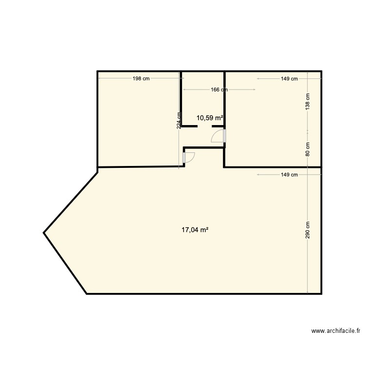 plan cotationEE. Plan de 2 pièces et 28 m2