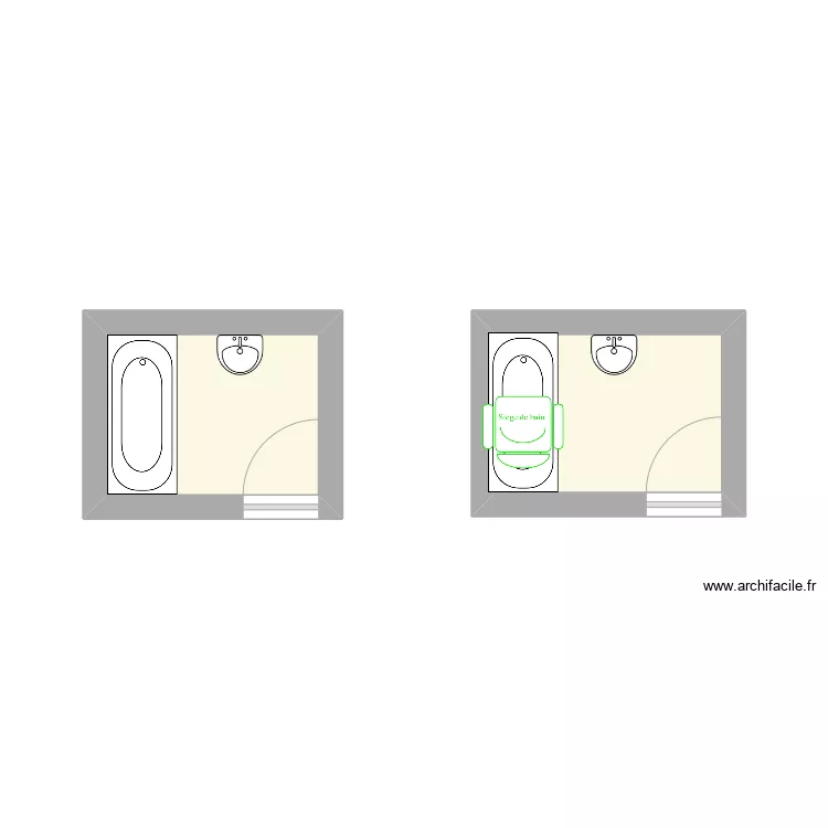 SDB avec siège . Plan de SDB avec siège . Plan de