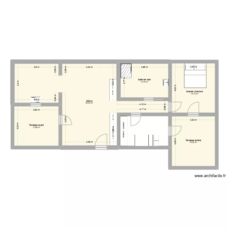 Appart Edith. Plan de 5  et 97 m²